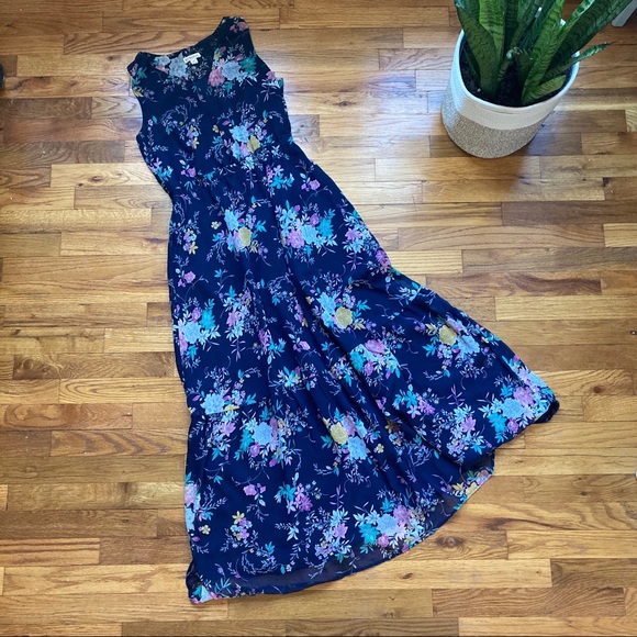 Merona Navy Floral Maxi Dress - Picture 8 of 13